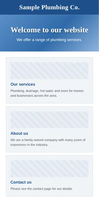 Example small business website on a phone